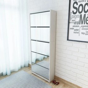 vidaXL Sapateira de 5 divisórias com espelho 63x17x169,5 cm branco