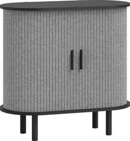 HOMCOM Buffet para sala, móvel de arrumação oval com 2 portas deslizantes e 2 compartimentos, 80 x 40 x 78 cm, cinza | Aosom Portugal