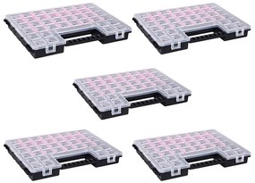 Caixas com divisórias ajustáveis 5 pcs 385x283x50 mm plástico