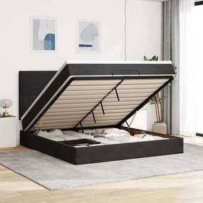 Estrutura de cama otomana com colchões 160x200 cm veludo preto