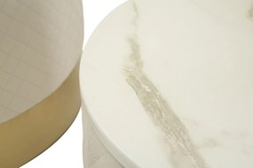 CONJUNTO DE 3 BANCOS/BÁUS COM ARMAZENAMENTO Ø 60X80-50X60-40X40 CM CREME E DOURADO