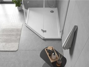 Mexen Flow base de duche pentagonal slim esquerda 100 x 90 cm, branco brilho - 46P109010L