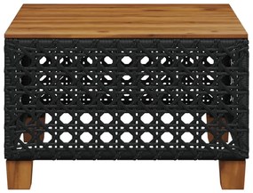 Mesa de jardim 55x55x36 cm vime PE e madeira de acácia preto
