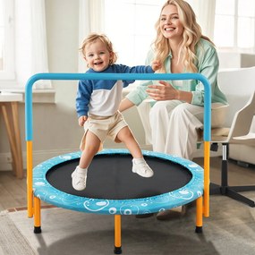 Trampolim dobrável para crianças de 92 cm com corrimão removível azul e laranja