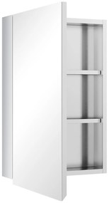kleankin Armário de Casa de Banho com Espelho Armário de Parede para Casa de Banho com Porta e 3 Prateleiras de Armazenamento para Duche 39x12x60cm Prata