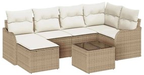 Conjunto de Sofá de Jardim de 7 Peças com Almofadas de Rattan Sintétic