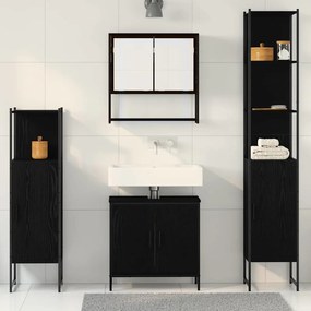 Conjunto de 4 Peças para Casa de Banho Carvalho Preto Madeira de Engen