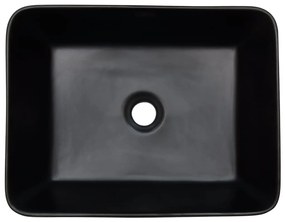 Lavatório retangular 46x35,5x13 cm cerâmica preto e castanho