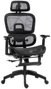 HOMCOM Cadeira de Escritório Cadeira de Escritório Ergonômica em Malha com Braços 3D Encosto Reclinável 66x64x122 cm Preto | Aosom Portugal