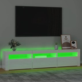 Móvel de TV com luzes LED 180x35x40 cm branco brilhante