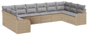 Conjunto de Sofás de Jardim vidaXL 10 Peças com Almofadas Bege Poliést