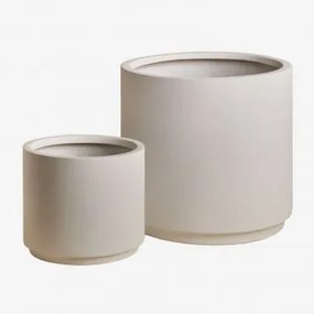 Conjunto De 2 Vasos De Exterior Ø45 Cm / Ø25 Cm Em Polystone Saturn Branco - Sklum