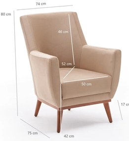 Cadeira Wing Gonca – Creme – 74 cm x 80 cm x 75 cm