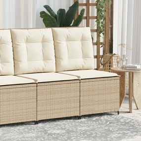 vidaXL Sofá de jardim reclinável com almofadões vime PE bege