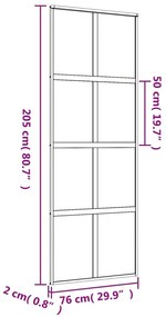 Porta deslizante 76x205 cm vidro ESG/alumínio dourado