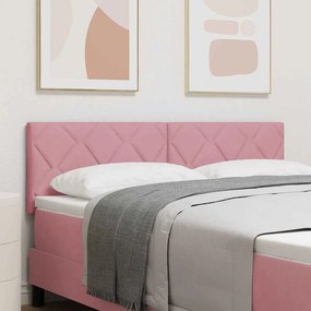 vidaXL Cabeceira LED com design de blocos de diamante rosa, 144 cm