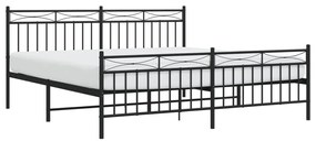 Estrutura de cama com cabeceira e pés 180x200 cm metal preto