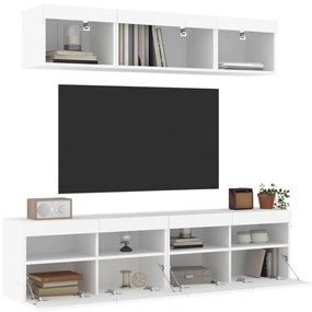 vidaXL 5pcs móveis de parede p/ TV c/ LEDs derivados de madeira branco