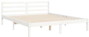 Cama sem colchão 160x200 cm madeira de pinho maciça branco