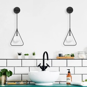 Candeeiro de Parede Geometri – Preto/Branco – 20 x 15 cm