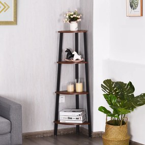 Costway Estantería Rinconera con 4 Niveles Estante de Metal Librería Doméstica Organizador de Madera Estante Ligero Expositor con Repisas para Casa