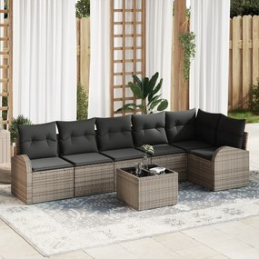 Conjunto de Sofás de Jardim 6 Peças com Almofadas Rattan Poliéster Pre
