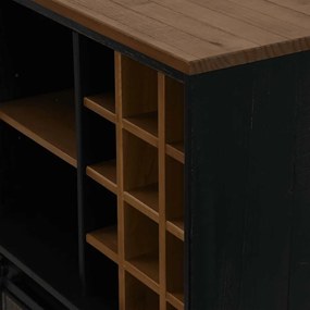 Adega HALDEN com Suporte para Vinhos e Porta Deslizante Pinho