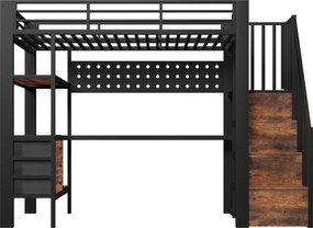 Cama alta 90×200 cm, Preto | AOSOM Portugal