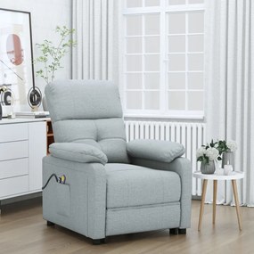 vidaXL Poltrona elevatória de massagens tecido cinzento-claro