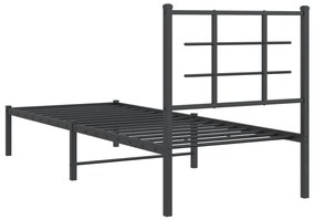 Estrutura de cama metal s/ colchão c/ cabeceira 75x190 cm preto