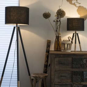 Conjunto de candeeiro de mesa e de pé com abajur preto - Pip Moderno