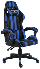 Cadeira estilo corrida couro artificial preto e azul