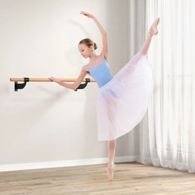Barra de Ballet de Parede Única 120 cm Barra de Dança de Madeira Altura Fixa para Yoga Along Academia Dança Preto