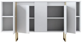 Aparador "Madrid" com 4 Portas - Branco e Dourado - 160x80x35 cm - Des