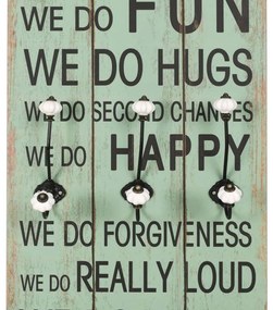 Bengaleiro de parede com 6 ganchos 120x40 cm HAPPY LOVE