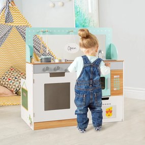 Cozinha Infantil de cozinha e restaurante para crianças com a pia, fogão, micro-ondas, forno e prateleira 93 x 50 x 93 cm