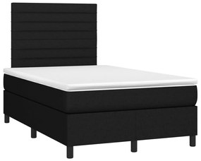 Cama box spring c/ colchão e LED 120x200 cm tecido preto