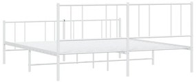Estrutura de cama com cabeceira e pés 200x200 cm metal branco