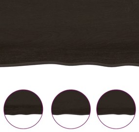 Tampo de mesa com bordas vivas maciço tratado castanho-escuro