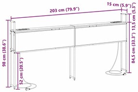 Cabeceira de armazenamento com cabeceira Sonoma cinzento 200 cm
