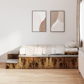Cama de Armazenamento Carvalho Fumado 75x190 cm