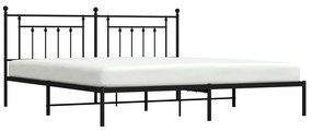 Estrutura de cama com cabeceira 200x200 cm metal preto