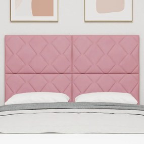 Cabeceira LED Bloco de Diamante Rosa 144 cm Veludo