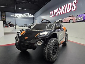 Carro Infantil eletrico McLaren Rally 12V assento de couro, pneus de borracha EVA Preto e Laranja