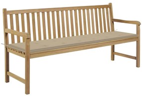 vidaXL Banco de jardim c/ almofadão bege 175 cm teca maciça