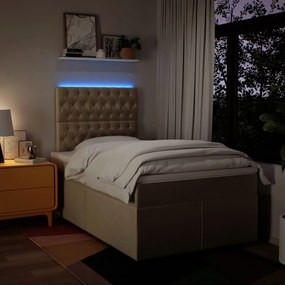 Cama com molas/colchão 120x200 cm tecido cor creme