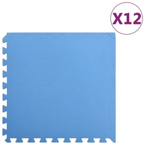 vidaXL Tapetes de chão 12 pcs 4,32 ㎡ espuma de EVA azul