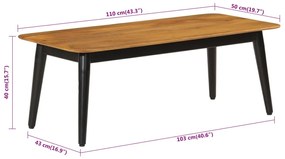 Mesa de centro 110x50x40 cm madeira de mangueira maciça e ferro