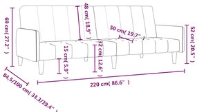 Sofá-cama de 2 lugares veludo rosa