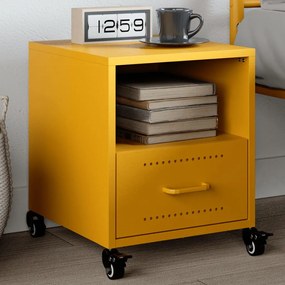 vidaXL Mesa de cabeceira 36x39x43,5 cm aço amarelo mostarda